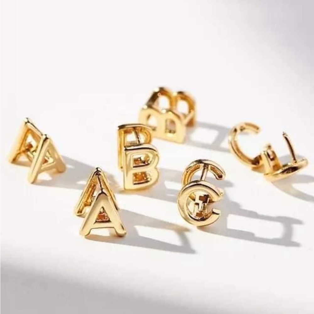 NEW Gold Monogram Huggie Earrings